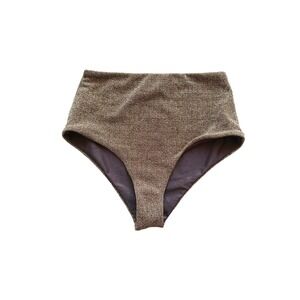Sundek Womens High Waisted Bikini Bottoms Bronze Gold Lurex Metallic XS Retro
